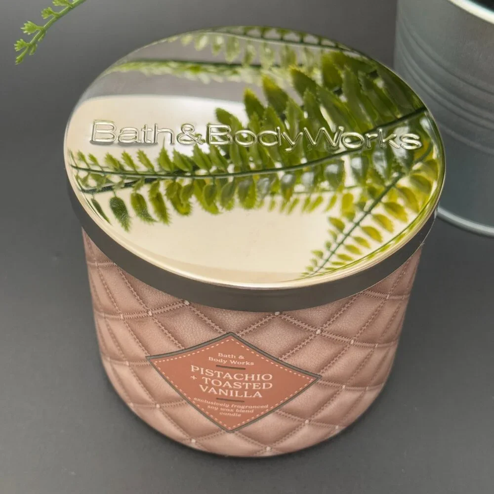 BBW Pistachio + Toasted Vanilla Bath & Body Works 3 Wick Candle
